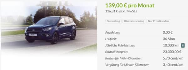 Privat Und Gewerbekunden Ford Kuga Leasing Ab 109 Monat Sparneuwagen De