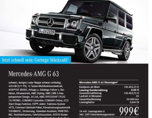 Mercedes Amg G 63 Fur Gewerbe 999 Pro Monat Sparneuwagen De