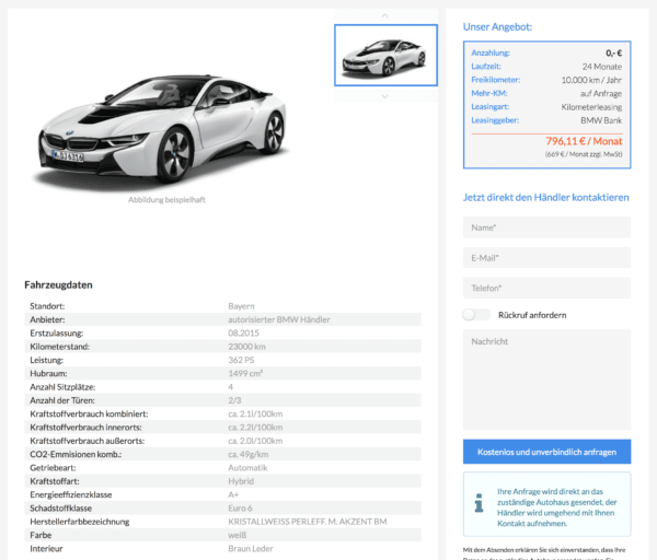 2x Bmw I8 Leasing Für 796 Euro Im Monat Brutto Jahreswagen
