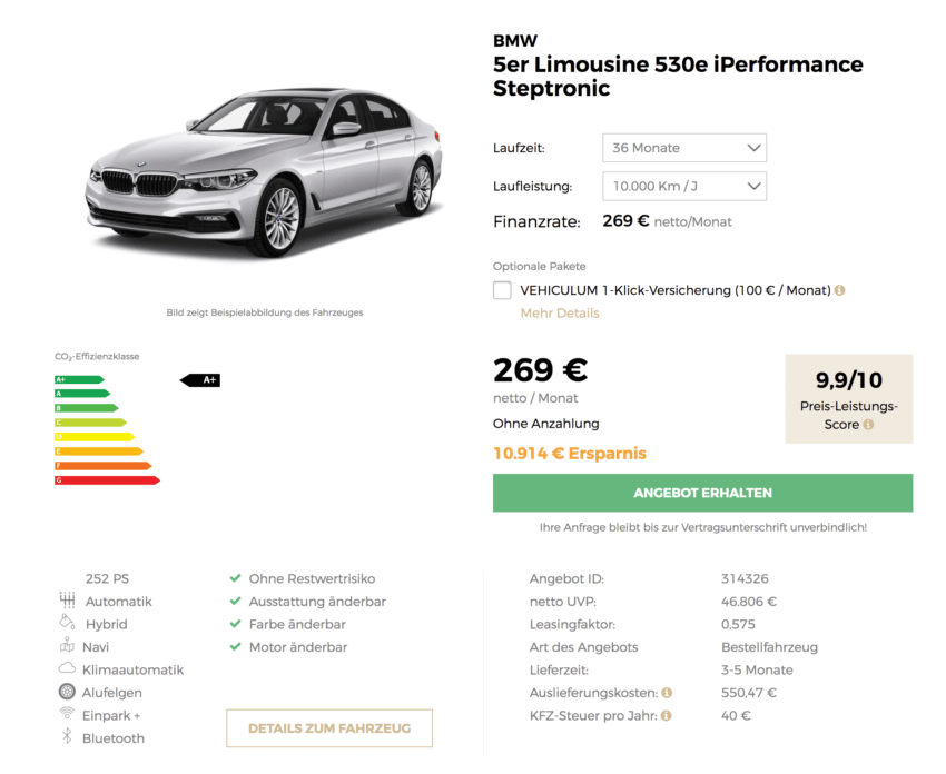 Hot Bmw 530e Leasing F 252 R 269 Euro Im Monat Netto