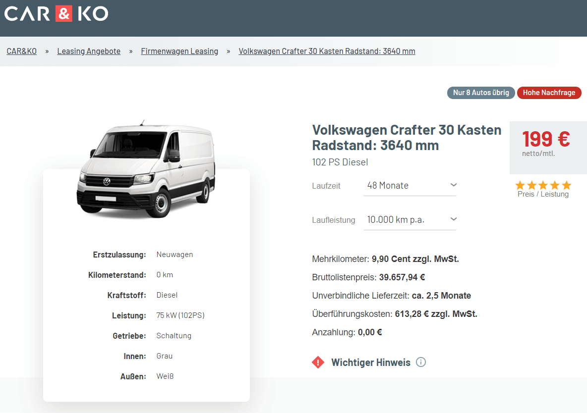 Volkswagen Crafter 30 Kasten