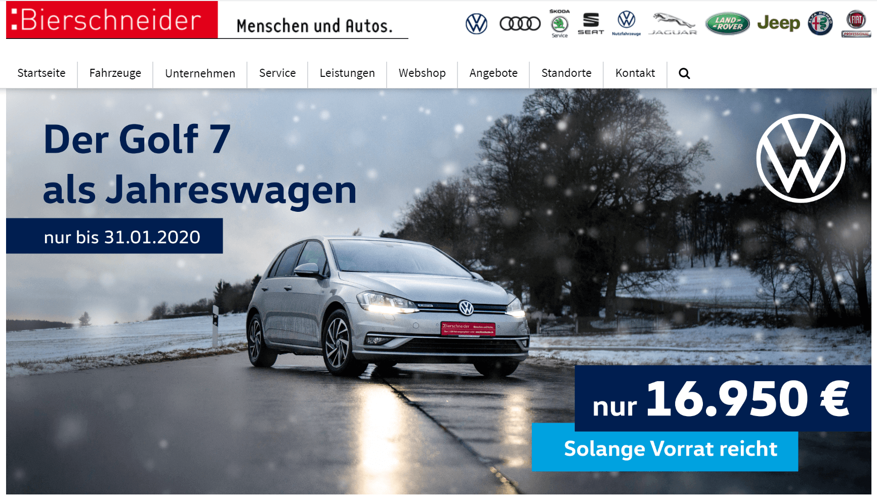 Volkswagen Golf VII-Jahreswagen-Knalleraktion bei Bierschneider