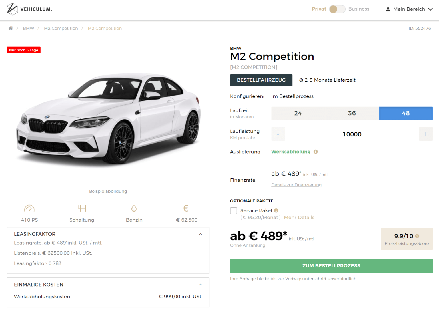 BMW M2 Competition Leasing für 489 Euro im Monat brutto ...