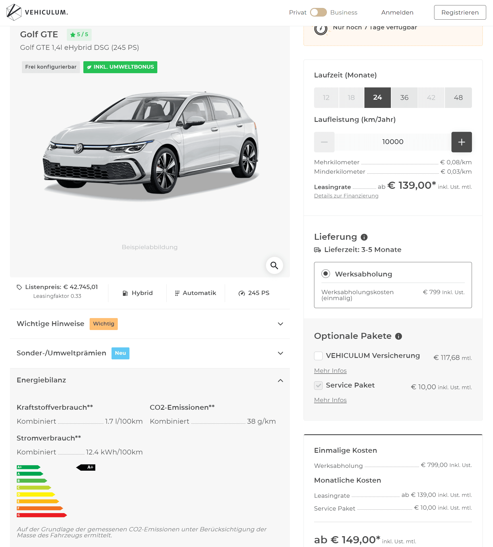 golf 7 versicherung typklasse 3