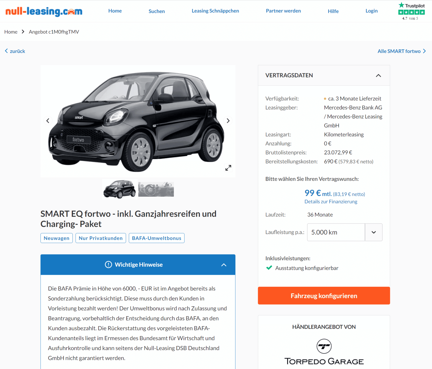 Smart Leasing 99 Euro Inkl Versicherung