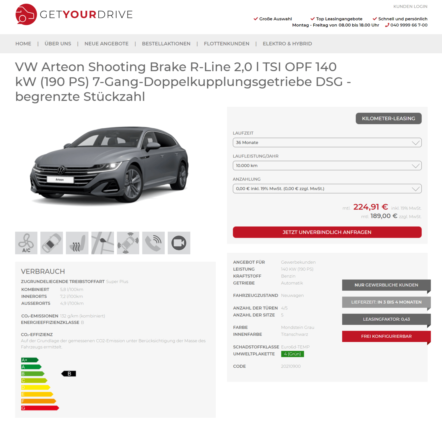 4-tlg. Gummi Schmutzfänger Für VW Arteon Shooting Brake 2020-2025