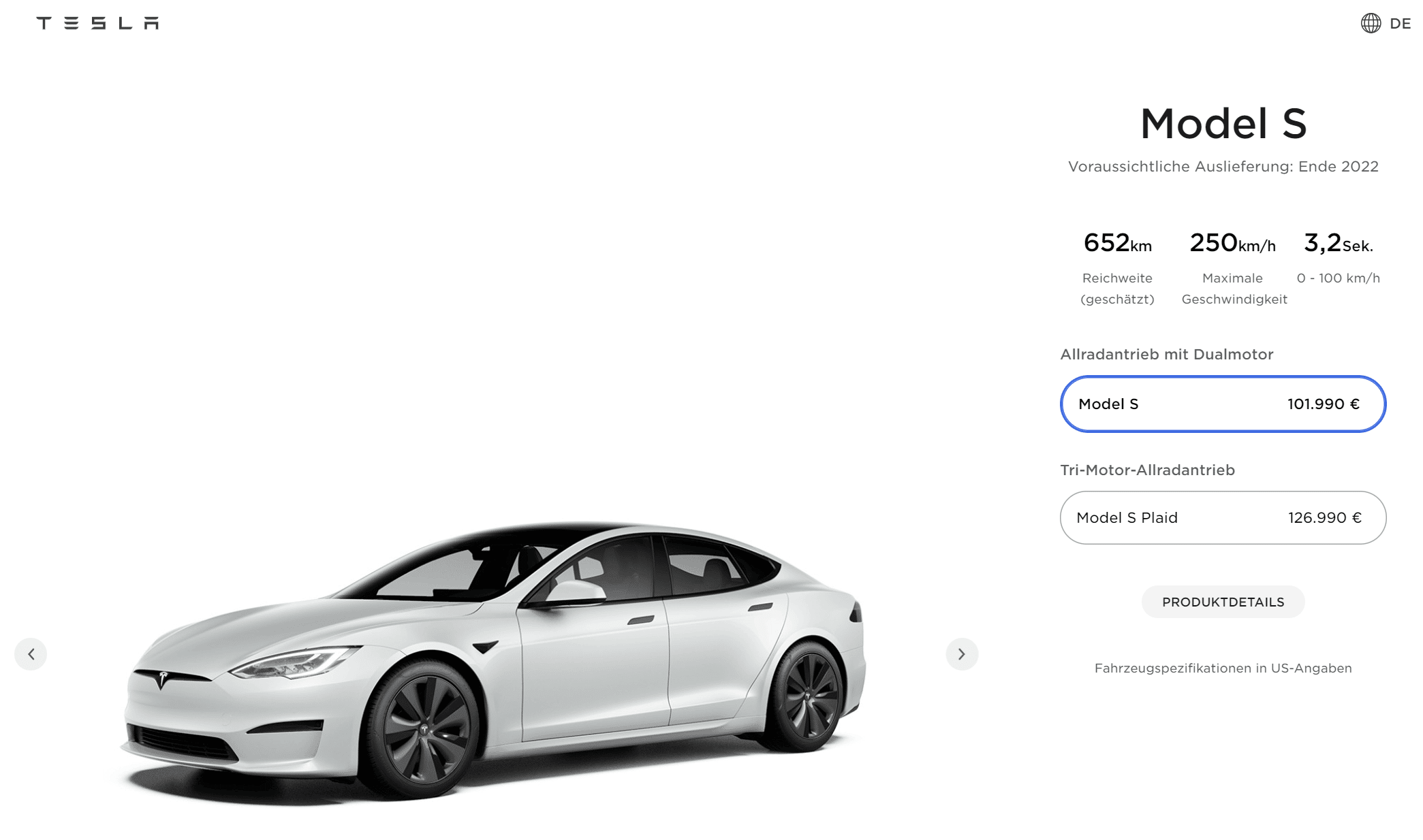 Screenshot Tesla Model S Auslieferung