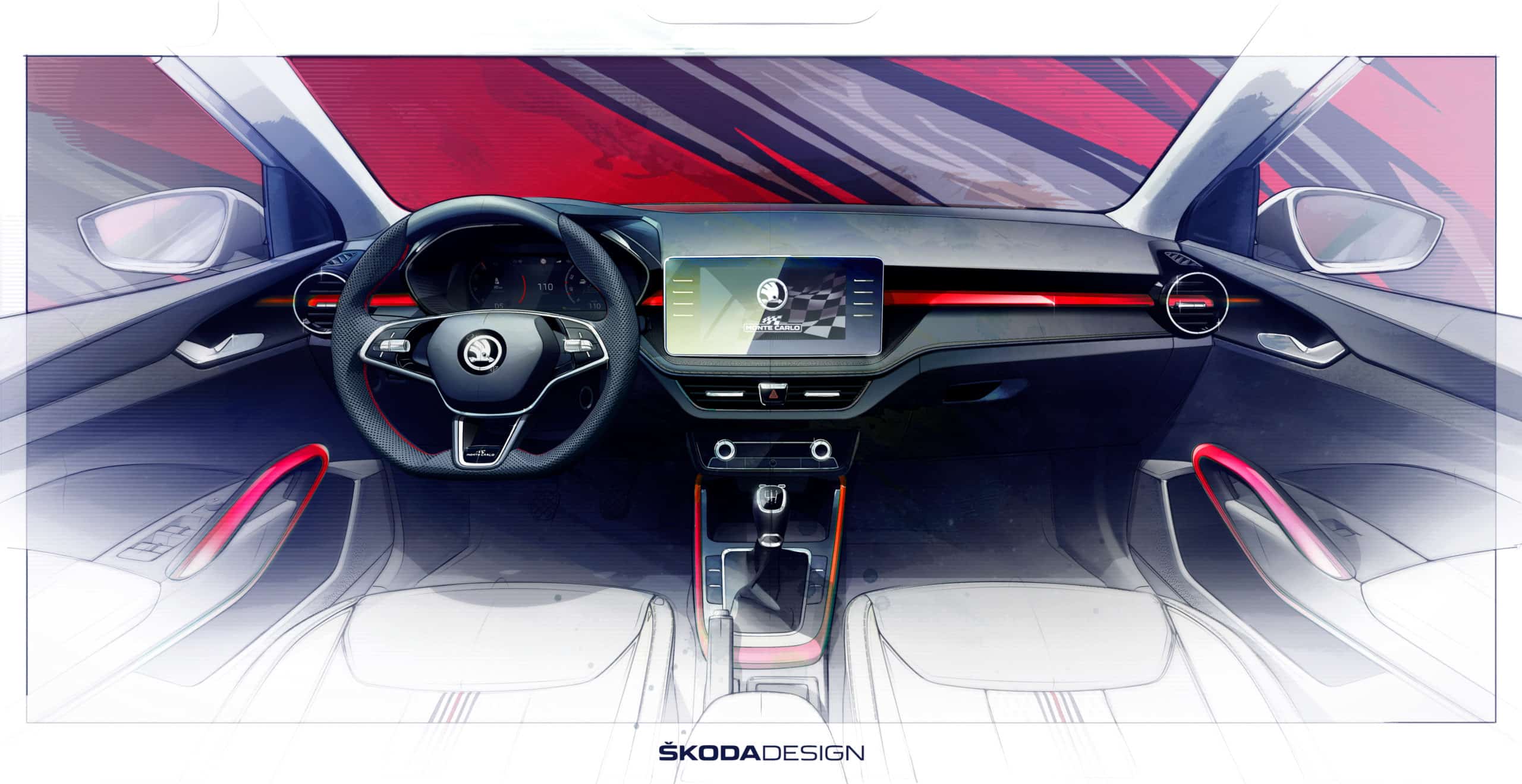 Innenraum der Designskizze Škoda Fabia Monte Carlo (2022)