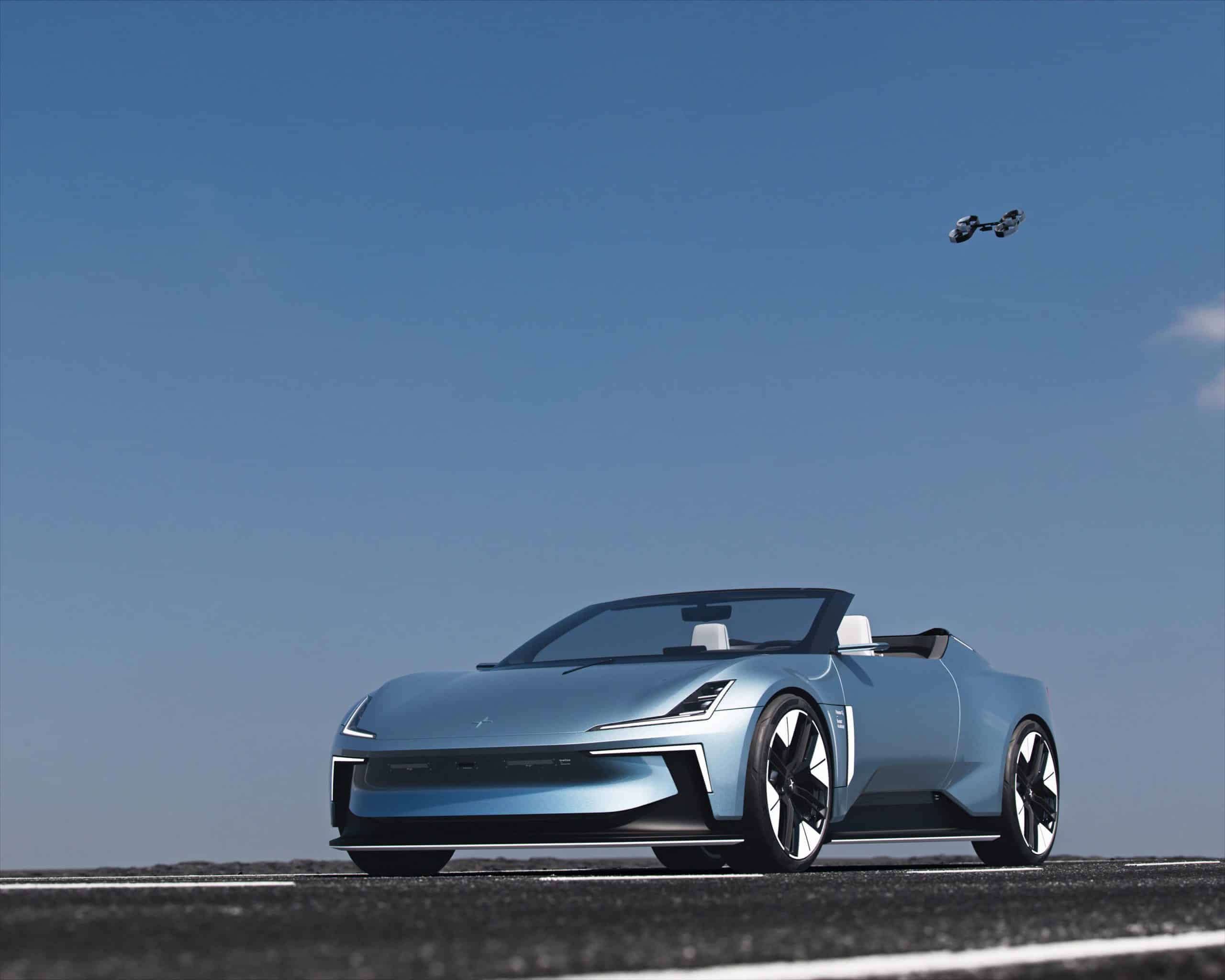 Polestar O2 Electric Performance-Roadster Konzeptfahrzeug mit Drohne
