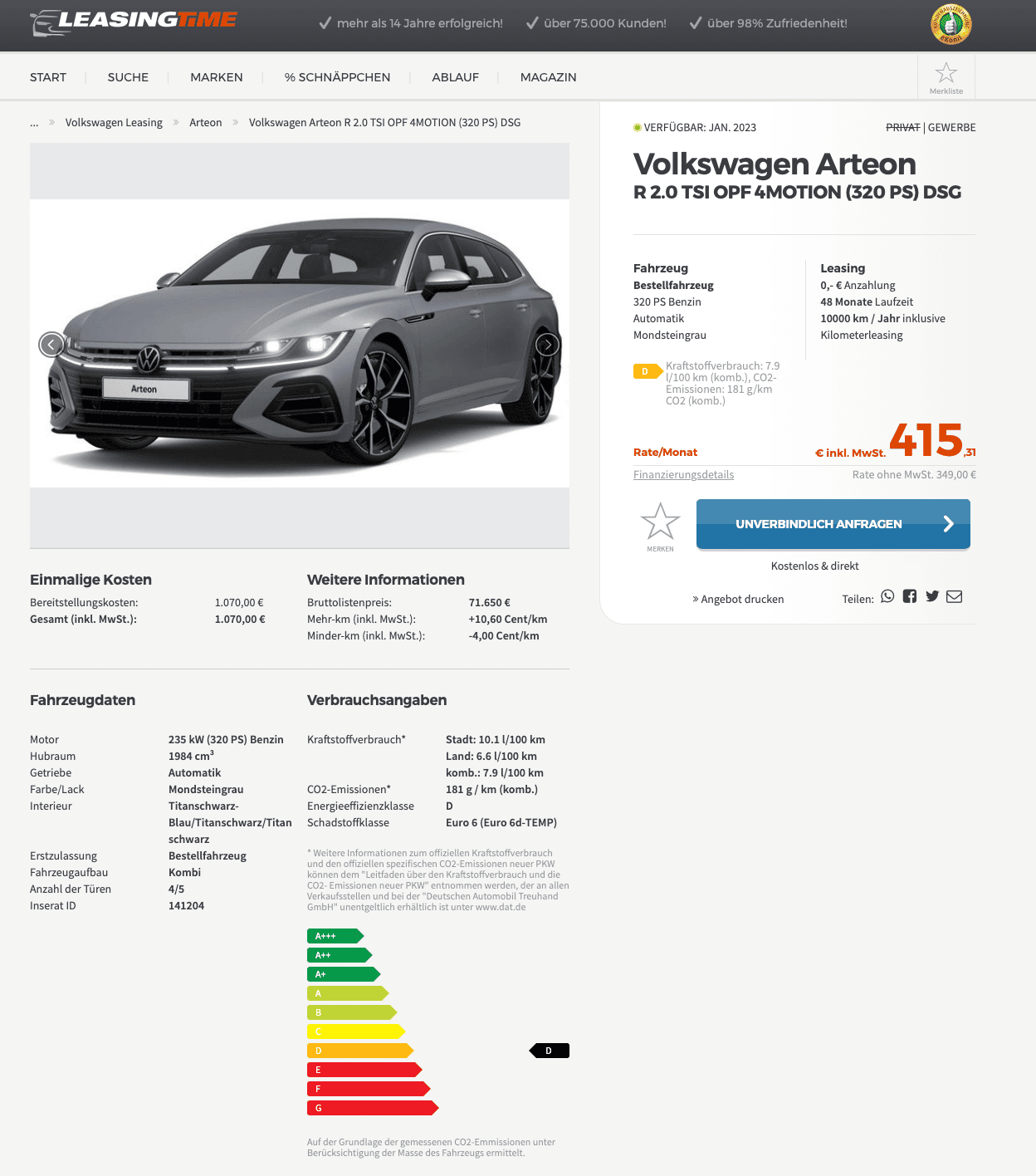 VW Arteon Shooting Brake mit Firmenleasing ab mtl. 349 €