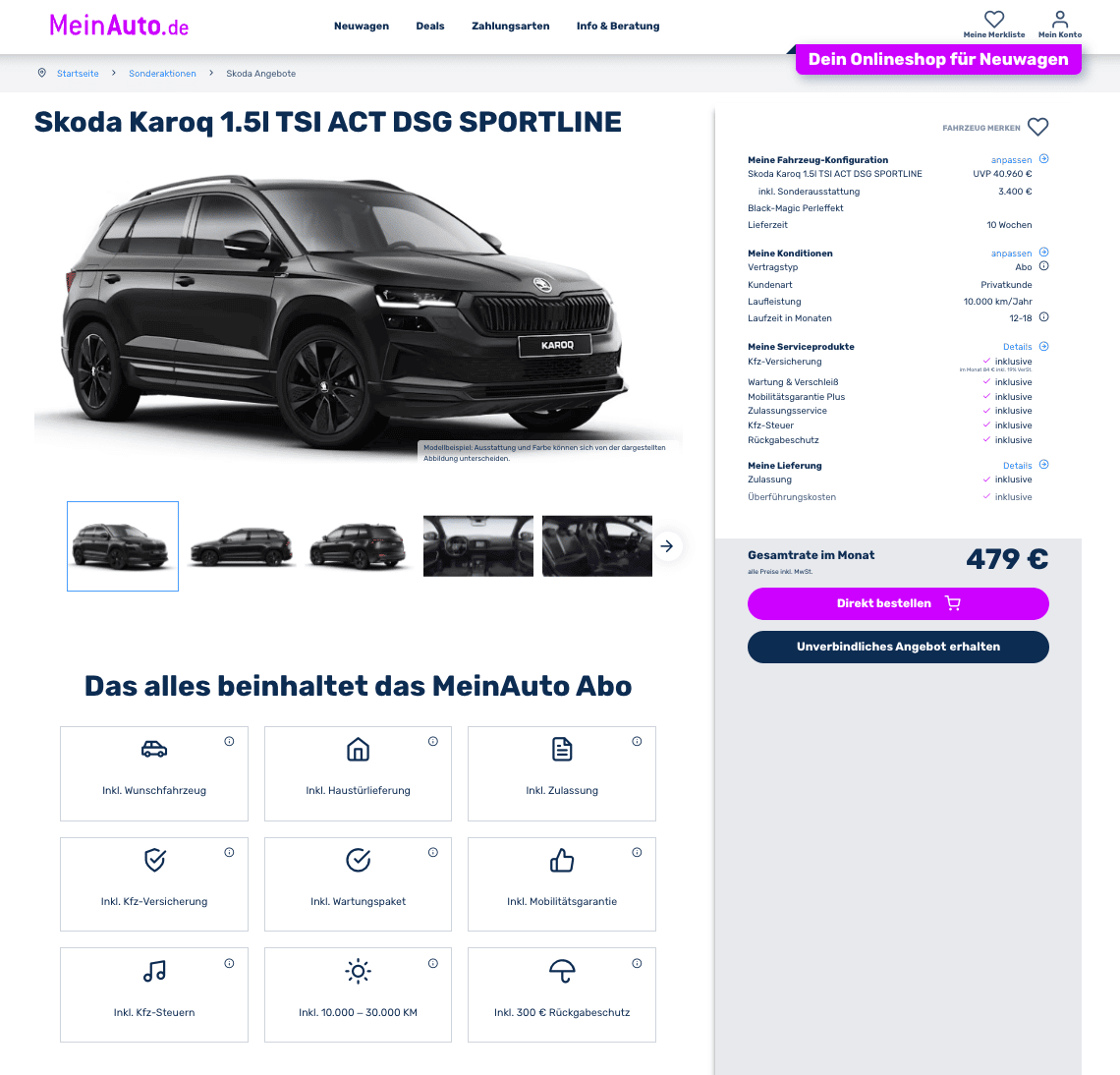Škoda Karoq Auto-Abo für 324 Euro im Monat brutto 