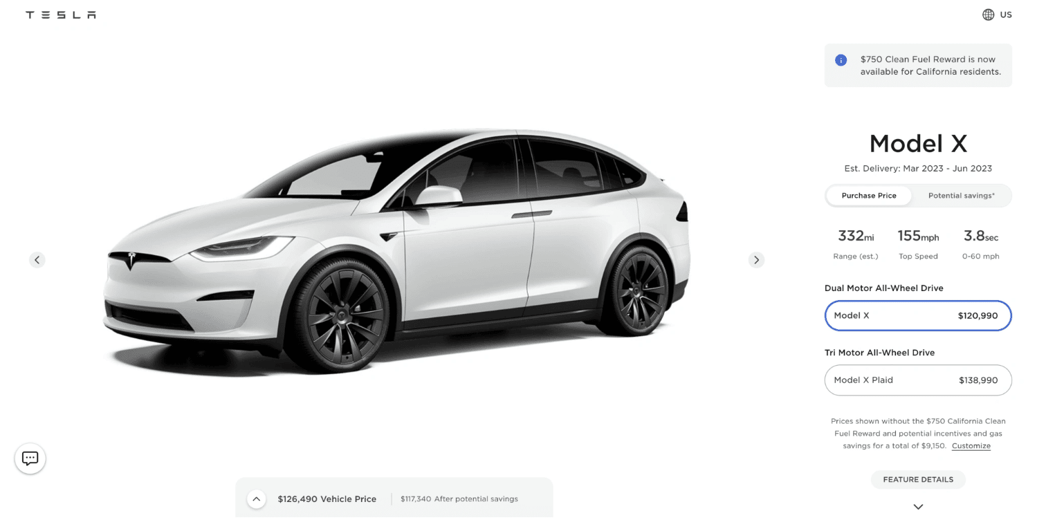 Tesla Model X Preiserhöhung