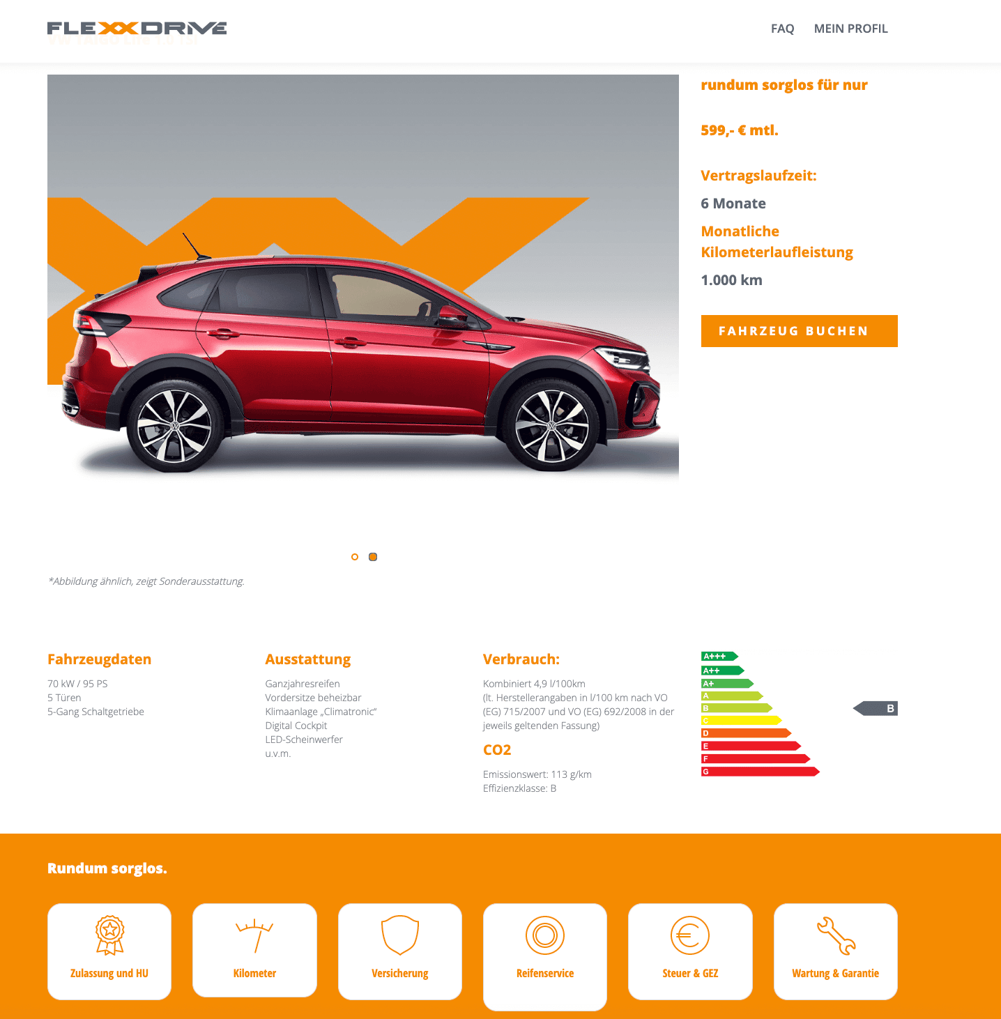 VW Taigo Auto-Abo für 599€ im Monat brutto 