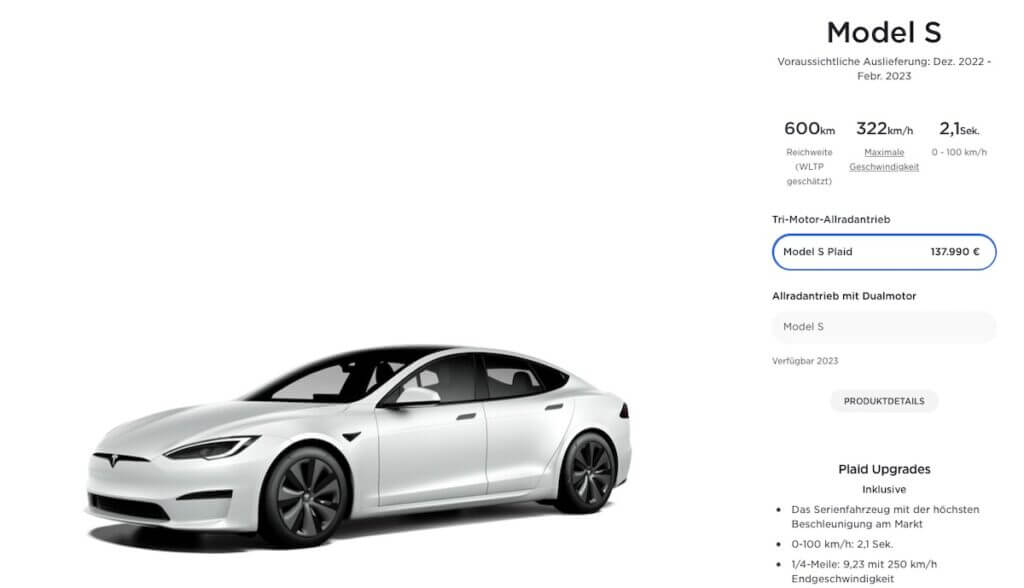 Tesla-Konfigurator Model S Plaid