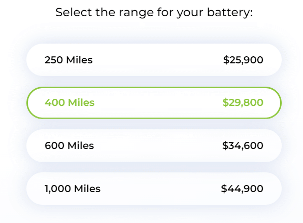 Aptera Launch Edition Batterie-Optionen