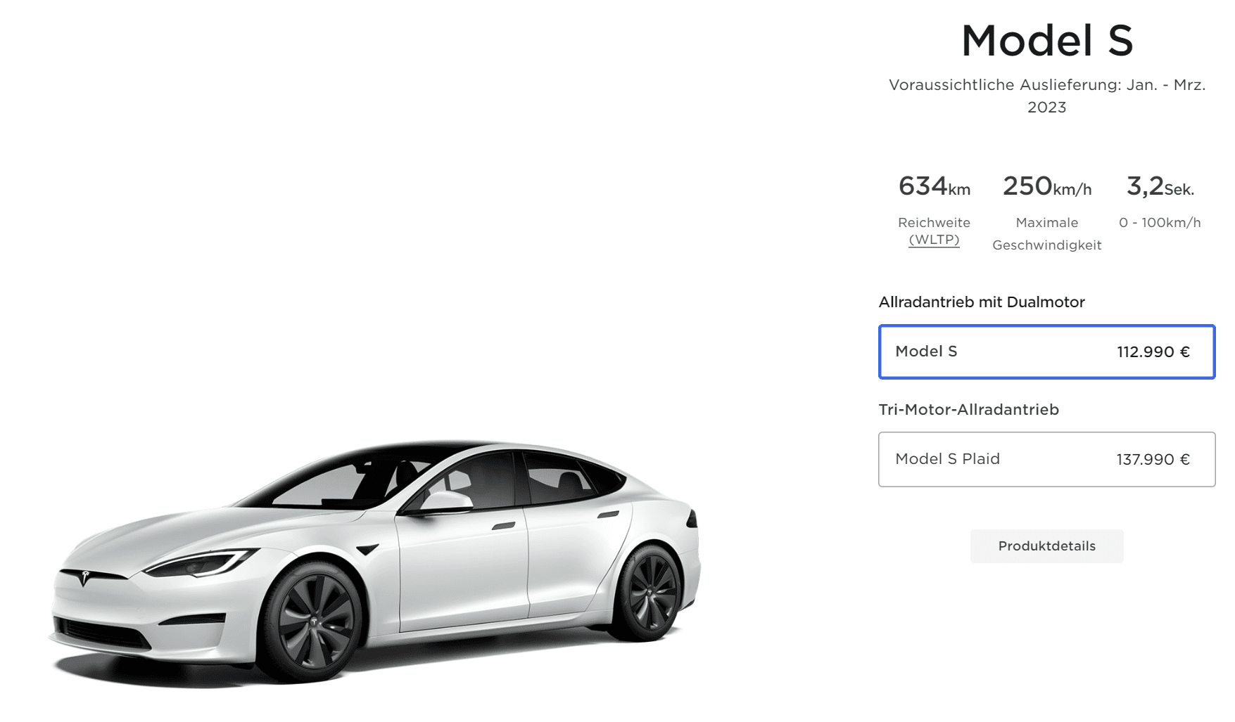 Tesla Model S im Konfigurator
