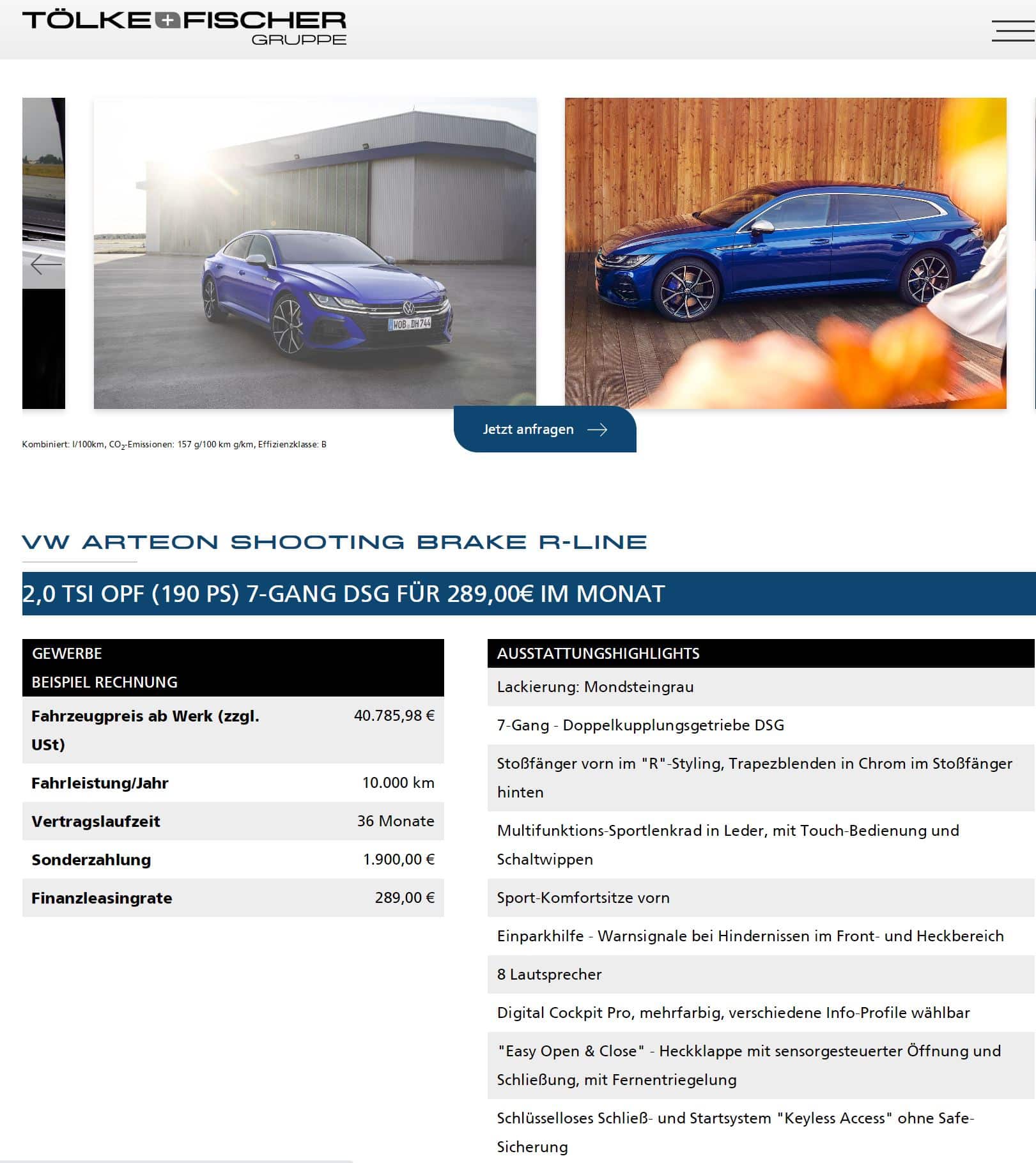 Volkswagen Arteon Shooting Brake, Konfigurator und Preisliste