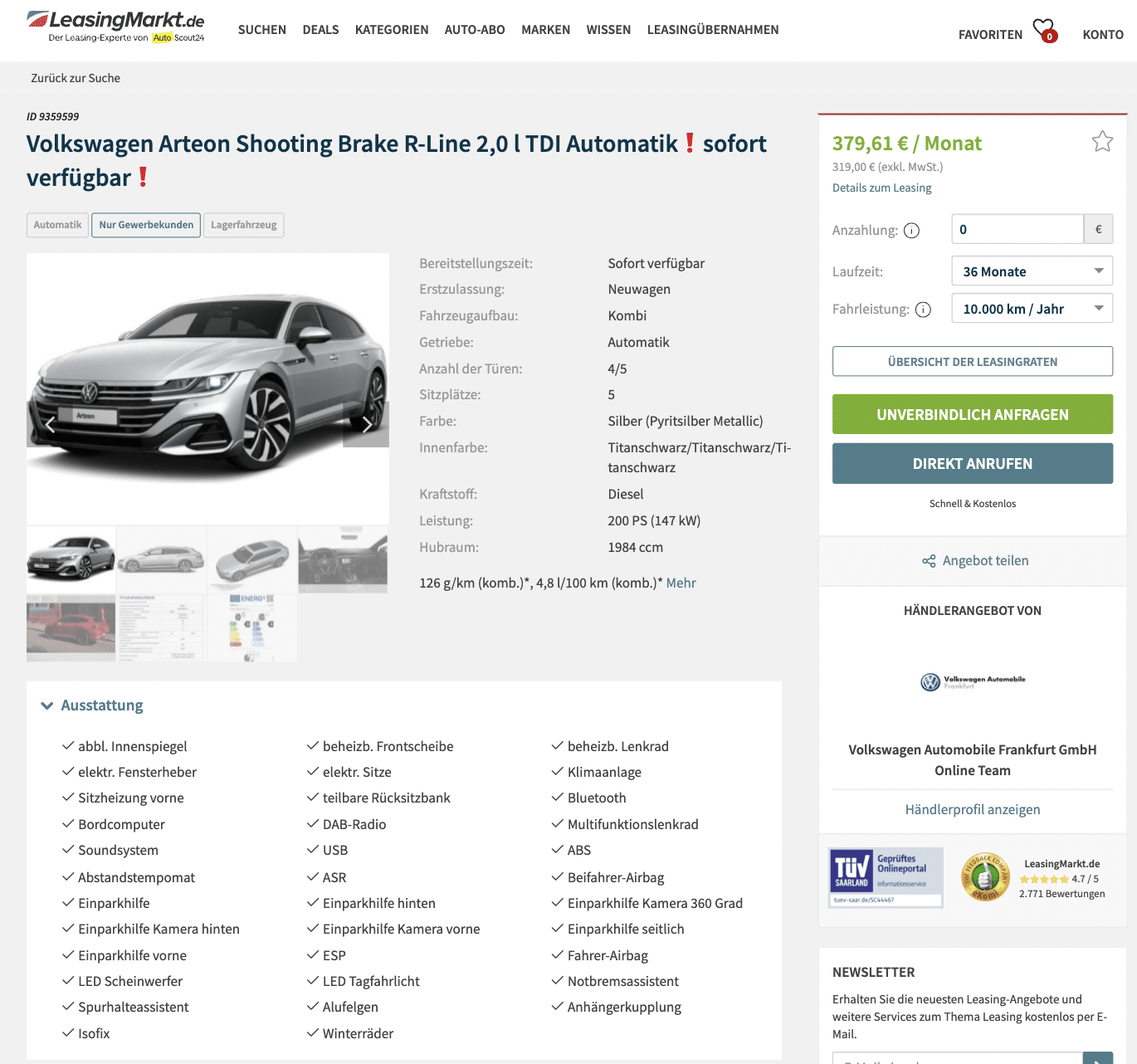 VW Arteon Shooting Brake mit Firmenleasing ab mtl. 349 €