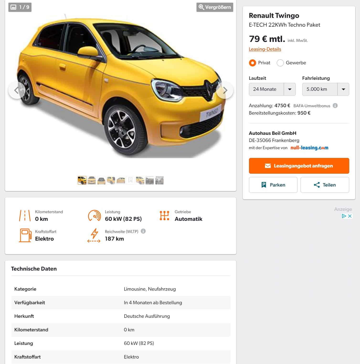 Unser Angebot: Der Renault Twingo E-Tech zu Top-Konditionen!