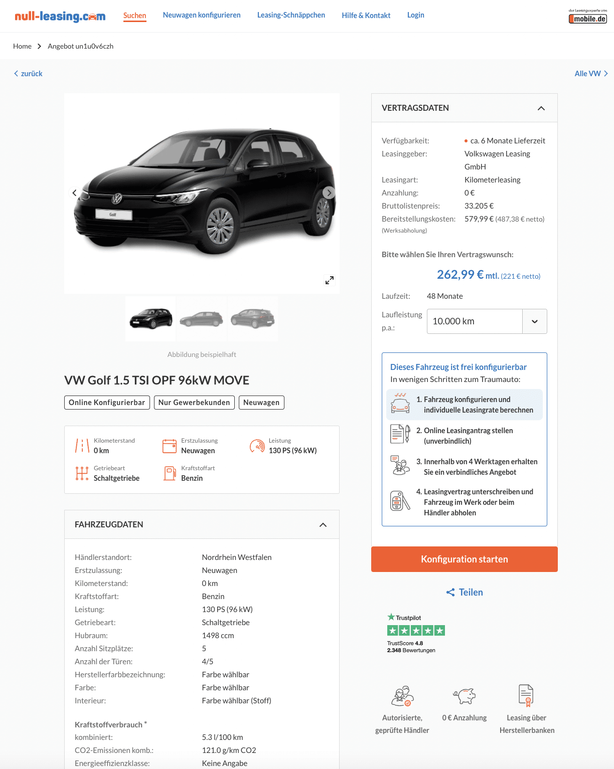 tyveri Sophie hvad som helst VW Golf VIII Leasing für 221 Euro im Monat netto - sparneuwagen.de