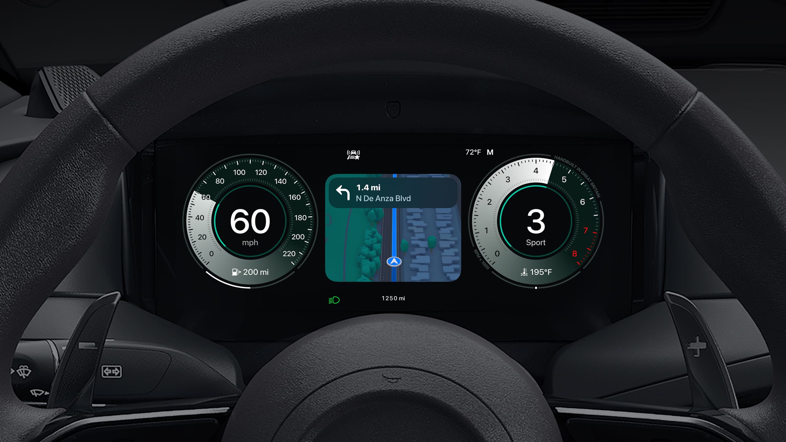 Apple CarPlay Ultra, Kombiinstrumente mit Apple Karten