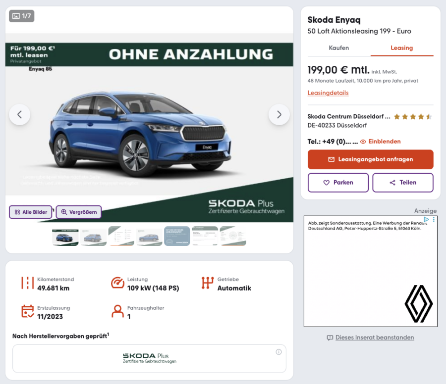 Luxus Skoda Enyaq Iv Leasing Privat Ebenbild