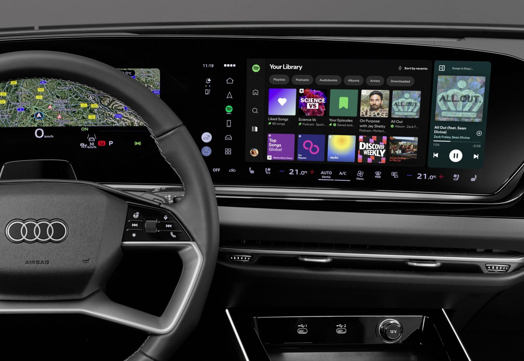 Native Spotify-App im Audi - Audi-Pressefoto